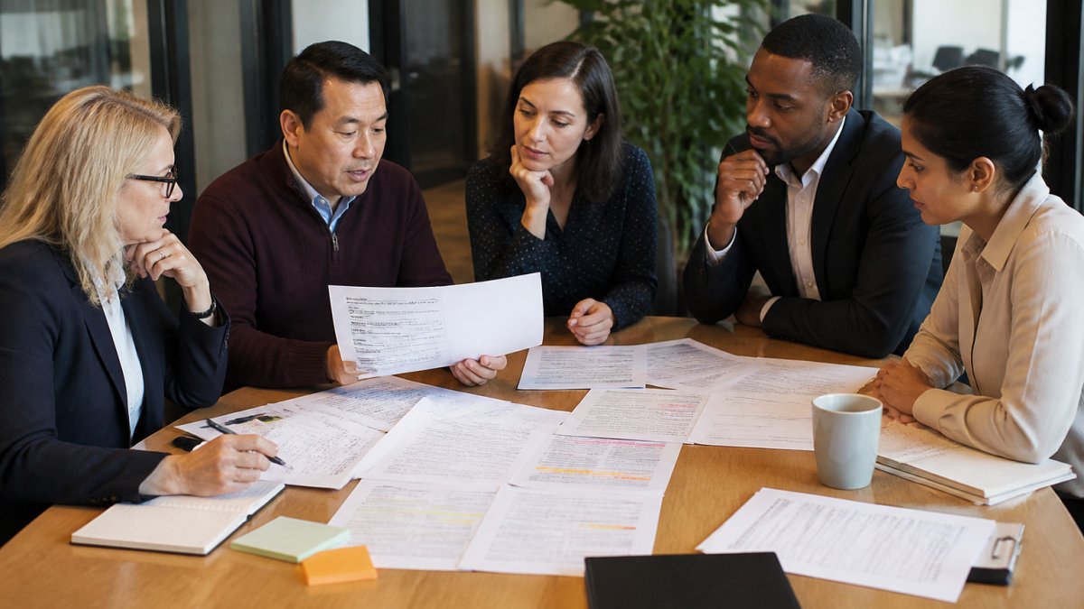 Global research team reviewing survey translations on a video call to ensure cross-market research consistency.
